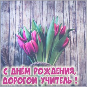 Картинка с днем рождения учителю с цветами - скачать бесплатно на s-dnem-rozhdeniya.ru