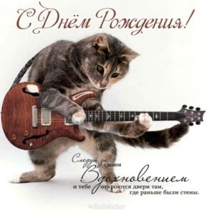 Поздравительная открытка с днем рождения с котами - скачать бесплатно на s-dnem-rozhdeniya.ru
