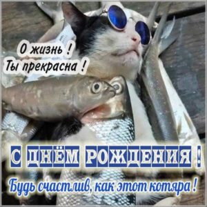 Прикольная открытка с днем рождения мужчине рыбаку - скачать бесплатно на s-dnem-rozhdeniya.ru